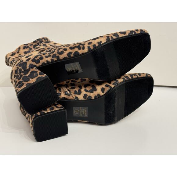 New SODA Leopard Print Boots Booties Women’s 8 Block Heel - Picture 10 of 10